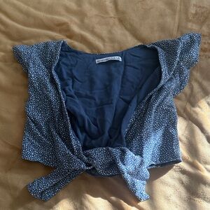 Abercrombie & Fitch Blue Tie-Front Blouse